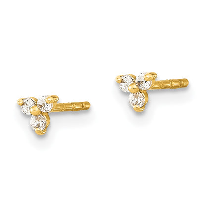 14K Yellow Gold Polished Cz Triangle Post Earrings