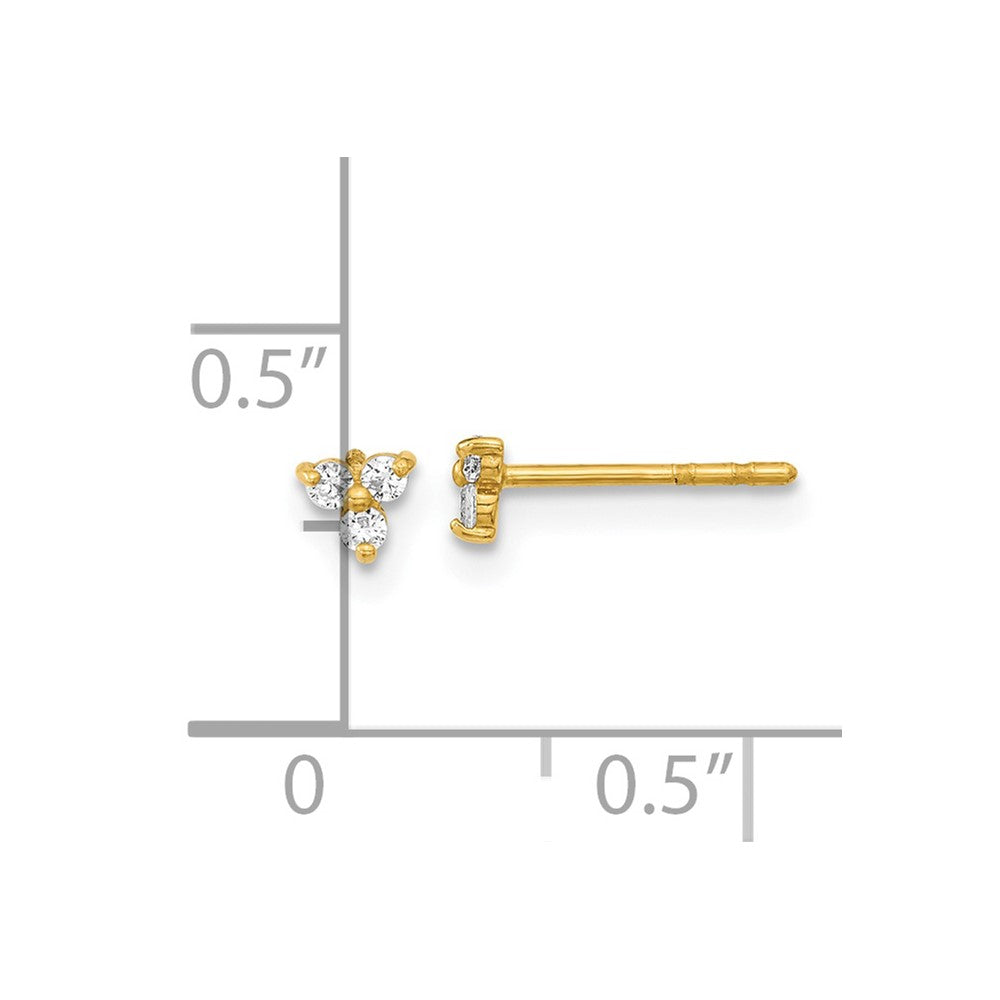 14K Yellow Gold Polished Cz Triangle Post Earrings