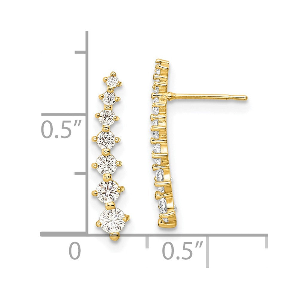 14K Yellow Gold Polished White Cz Post Earrings