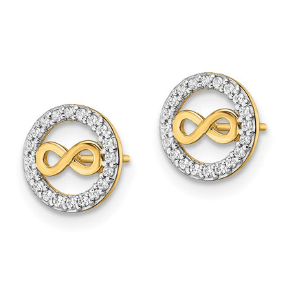 14K Yellow Gold Cz Infinity Symbol Post Earrings