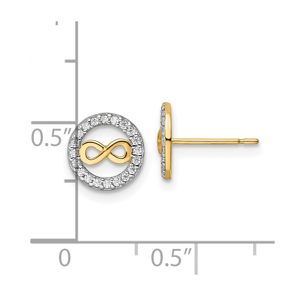 14K Yellow Gold Cz Infinity Symbol Post Earrings
