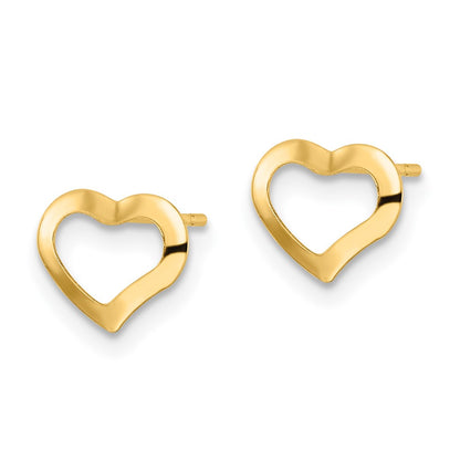 14K Yellow Gold Polished Heart Post Earrings