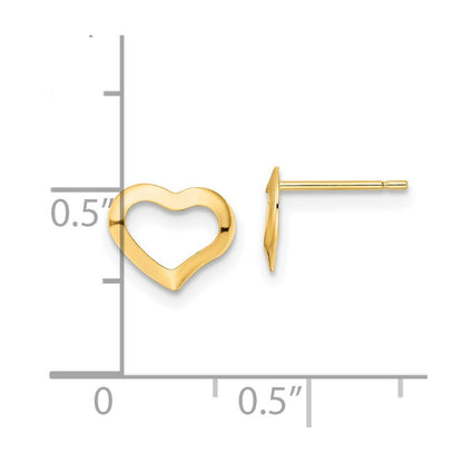 14K Yellow Gold Polished Heart Post Earrings