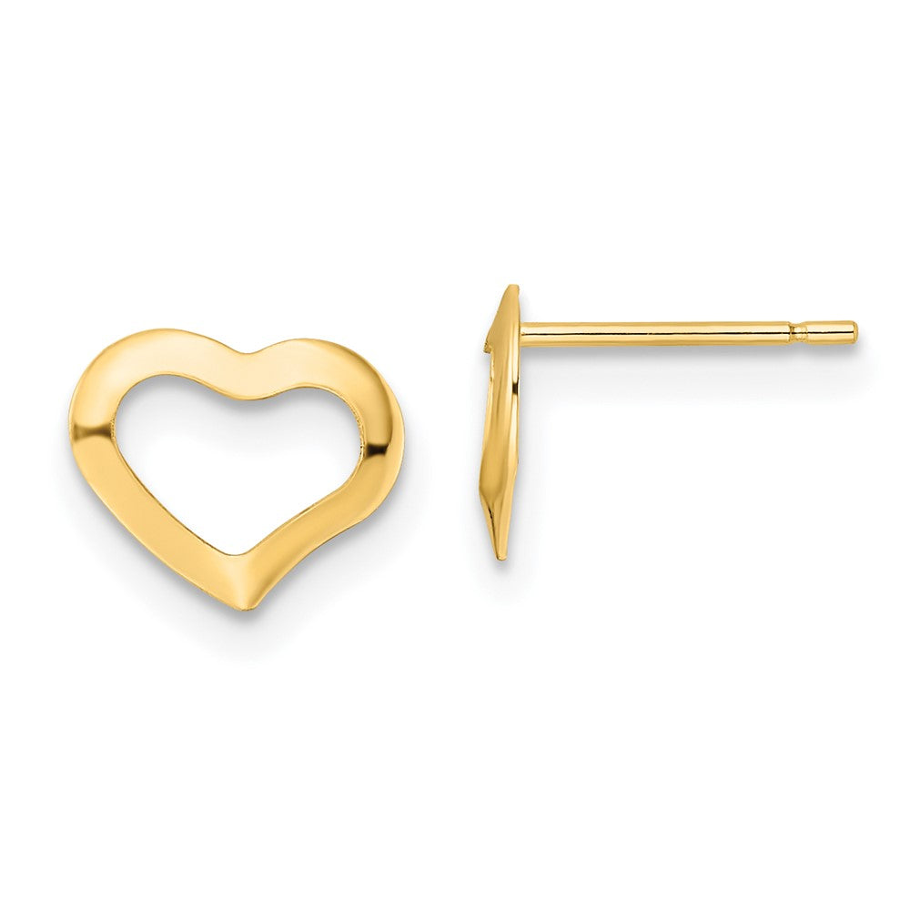 14K Yellow Gold Polished Heart Post Earrings