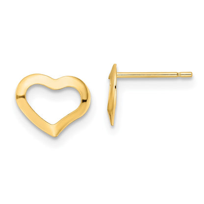 14K Yellow Gold Polished Heart Post Earrings