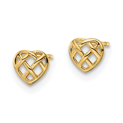 14K Yellow Gold Heart Post Earrings
