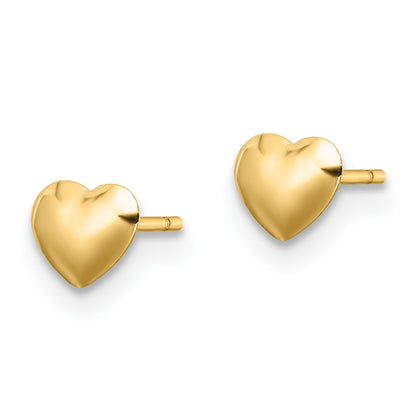 14K Yellow Gold Polished Heart Post Stud Earrings