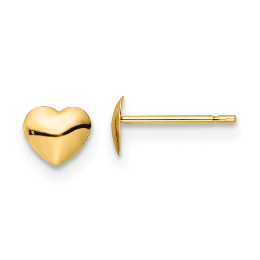 14K Yellow Gold Polished Heart Post Stud Earrings