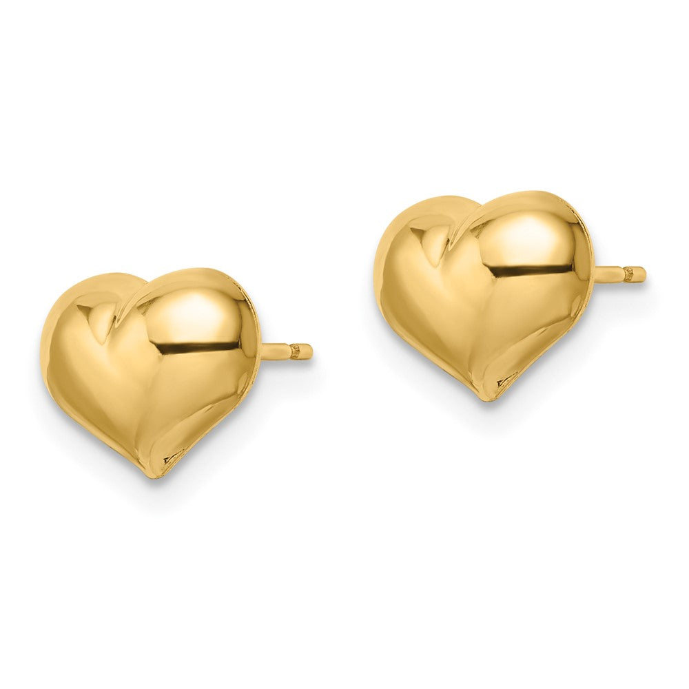 14K Yellow Gold Polished Puffed Heart Post Earrings