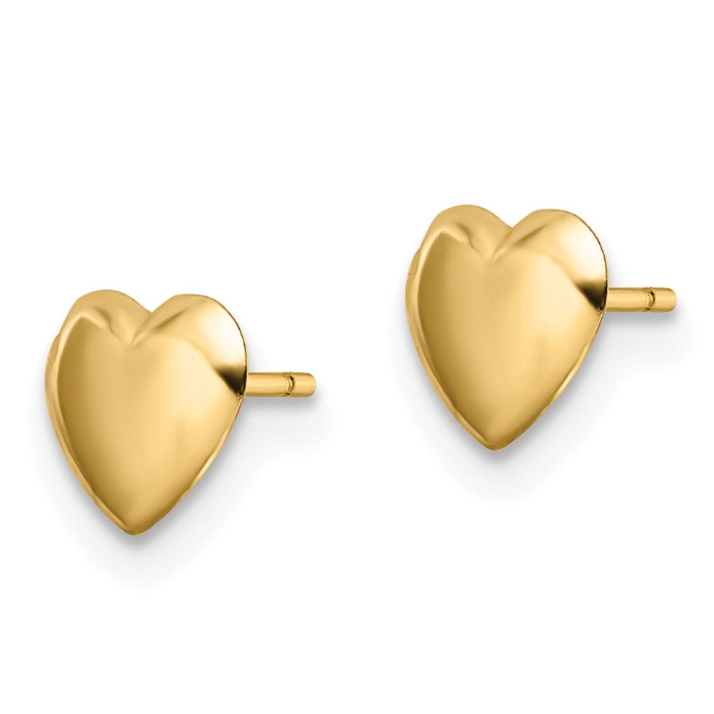 14K Yellow Gold Polished Heart Post Earrings