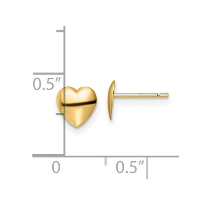 14K Yellow Gold Polished Heart Post Earrings