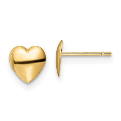 14K Yellow Gold Polished Heart Post Earrings