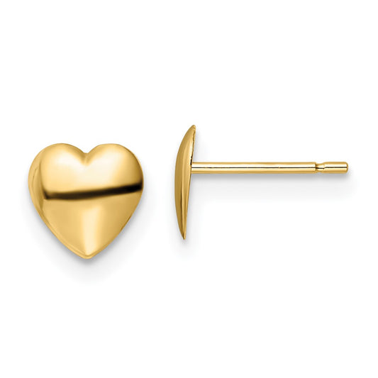14K Yellow Gold Polished Heart Post Earrings