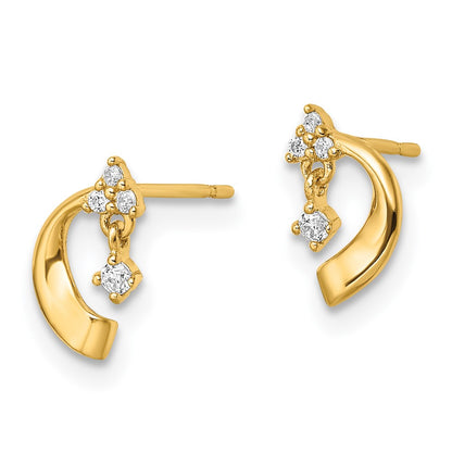 14K Yellow Gold Cz Post Earrings