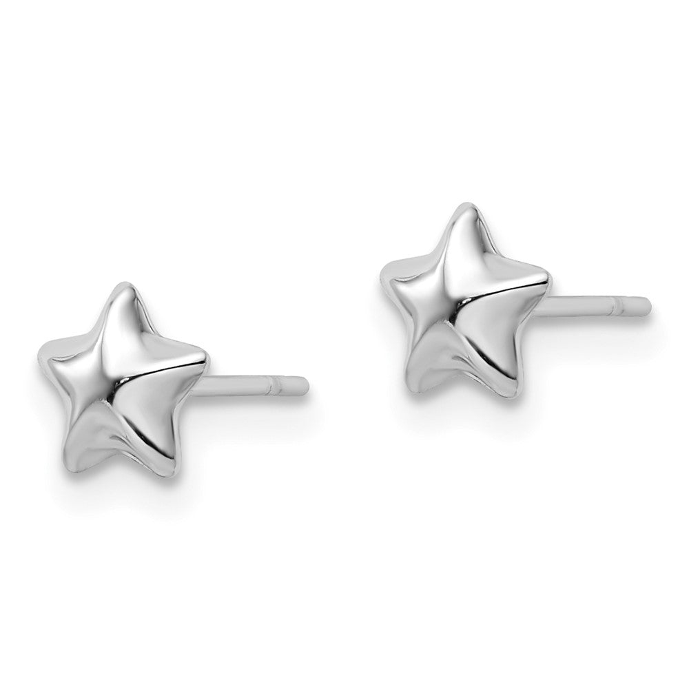 14K White Gold Polished Small Puffed Star Post Earrings