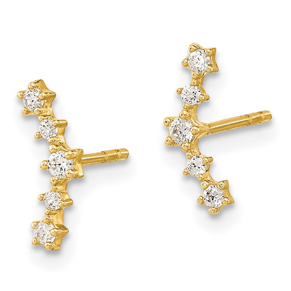 14K Yellow Gold Polished Fancy Cz Post Earrings