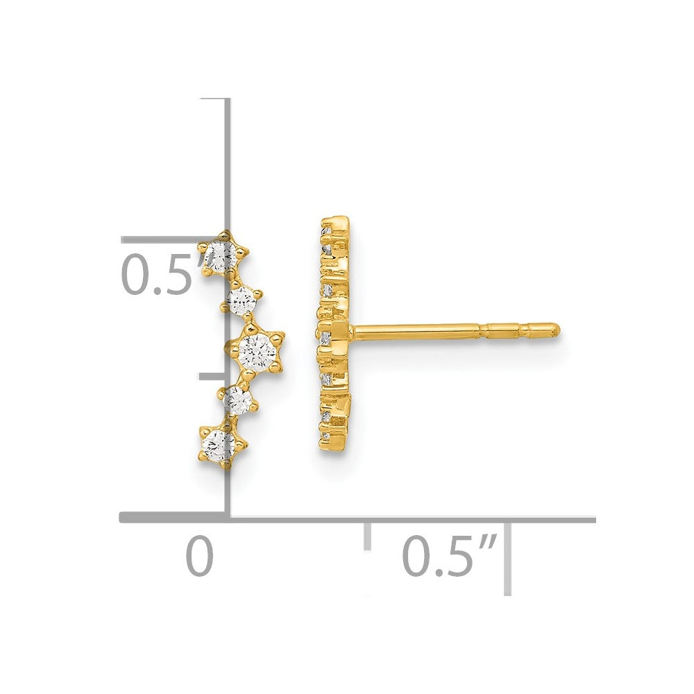 14K Yellow Gold Polished Fancy Cz Post Earrings