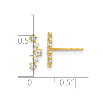 14K Yellow Gold Polished Fancy Cz Post Earrings