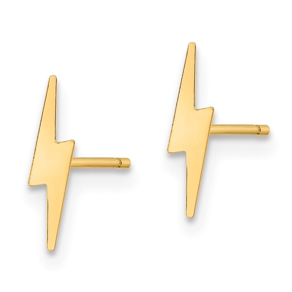 14K Yellow Gold Polished Lightning Bolt Post Earrings