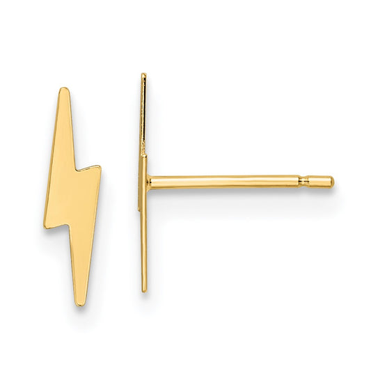 14K Yellow Gold Polished Lightning Bolt Post Earrings