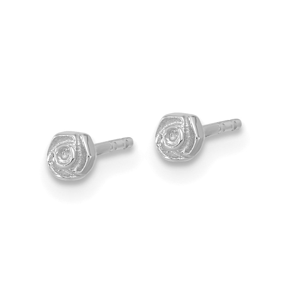 14K White Gold 14Kw Polished Rose Post Earrings