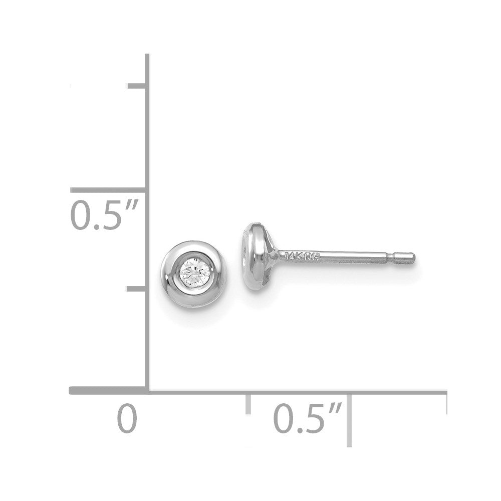 14K White Gold 14Kwg & Rhodium Polished Cz Earrings