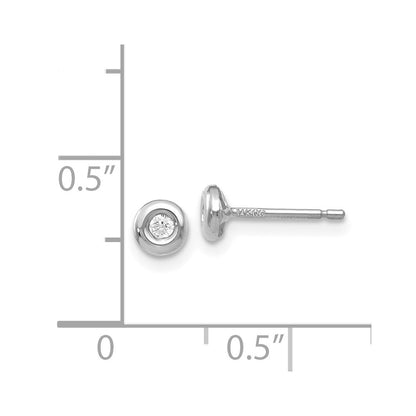 14K White Gold 14Kwg & Rhodium Polished Cz Earrings