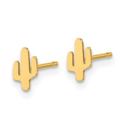 14K Yellow Gold Polished Cactus Post Earrings