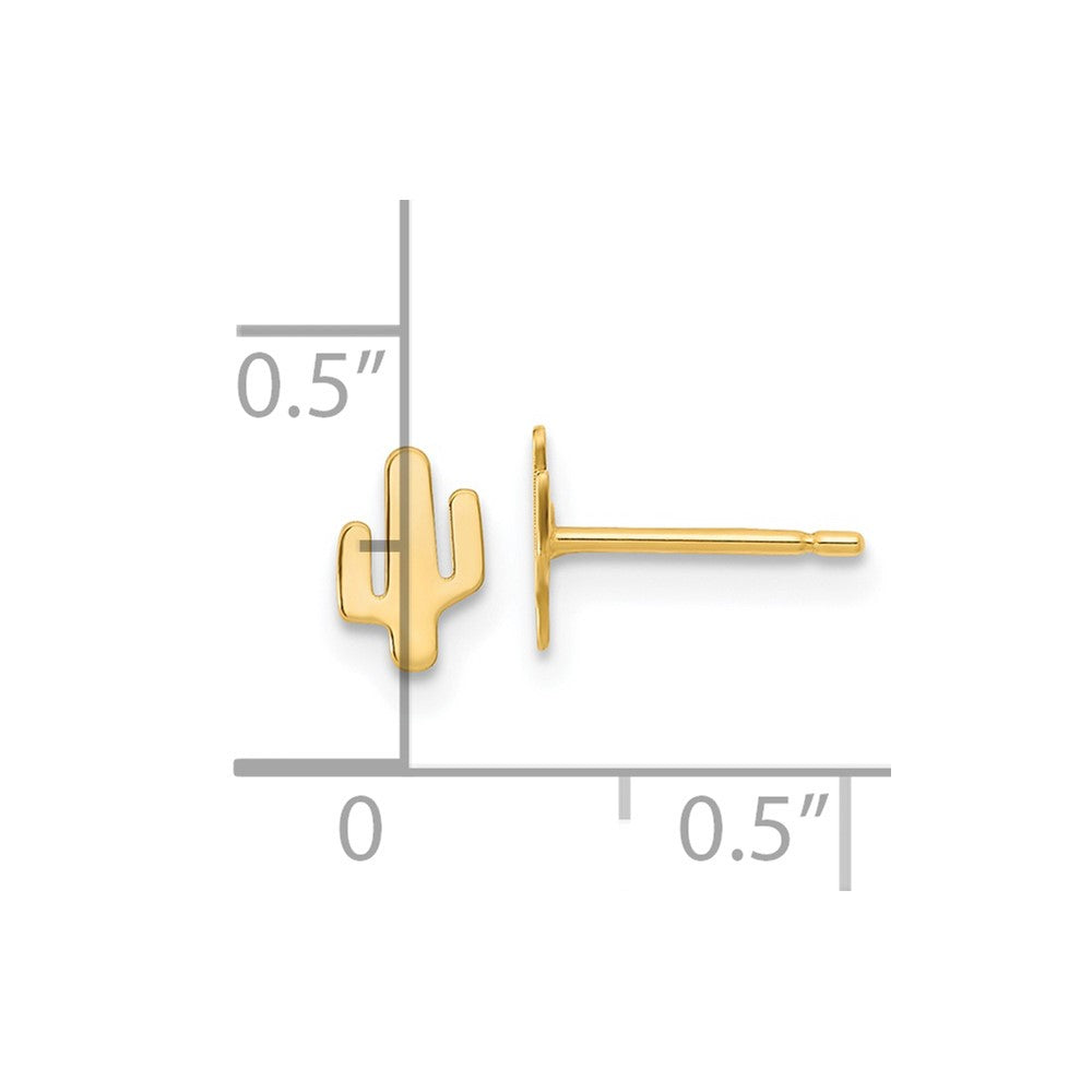 14K Yellow Gold Polished Cactus Post Earrings