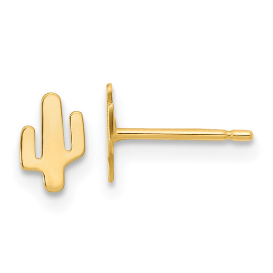 14K Yellow Gold Polished Cactus Post Earrings