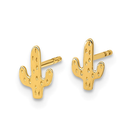 14K Yellow Gold Polished Cactus Post Earrings
