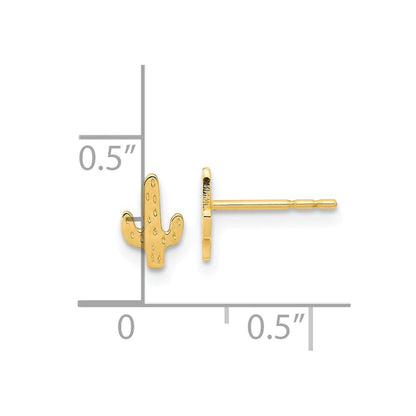 14K Yellow Gold Polished Cactus Post Earrings
