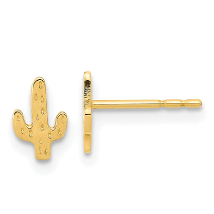 14K Yellow Gold Polished Cactus Post Earrings