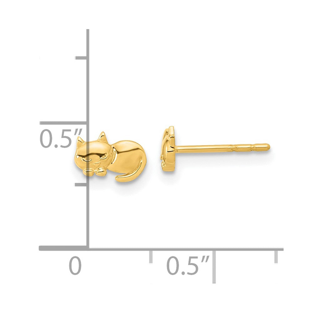 14K Yellow Gold Polished Cat Post Earrings