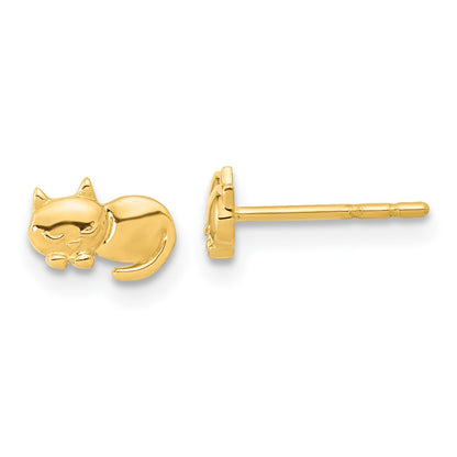 14K Yellow Gold Polished Cat Post Earrings