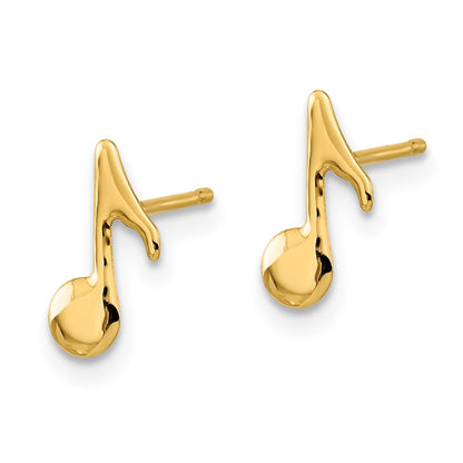 14K Yellow Gold Polished Music Note Post Earrings