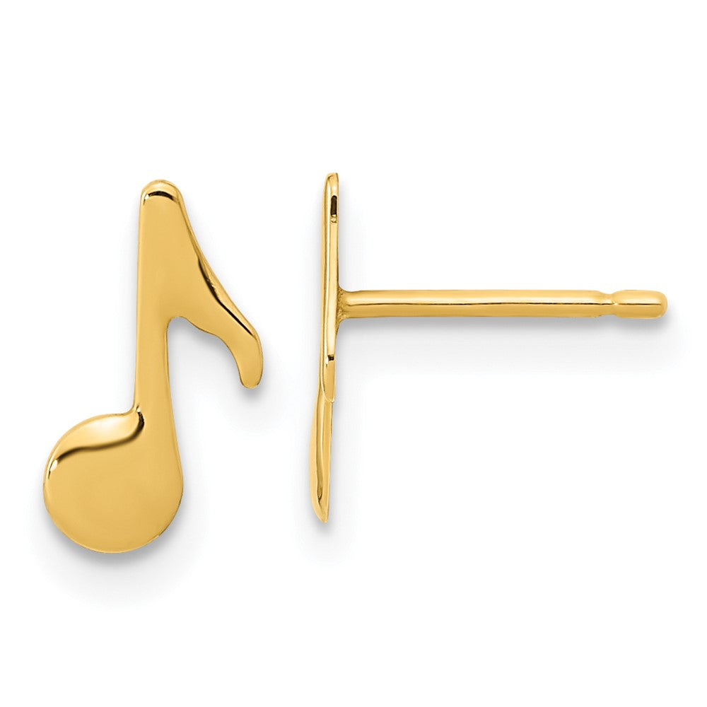 14K Yellow Gold Polished Music Note Post Earrings