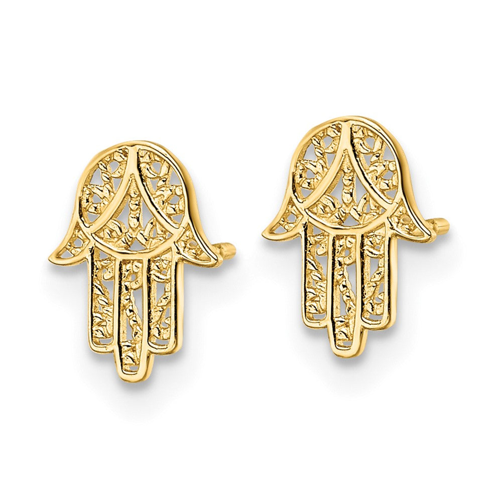 14K Yellow Gold Hamsa Post Earrings