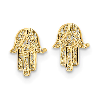 14K Yellow Gold Hamsa Post Earrings