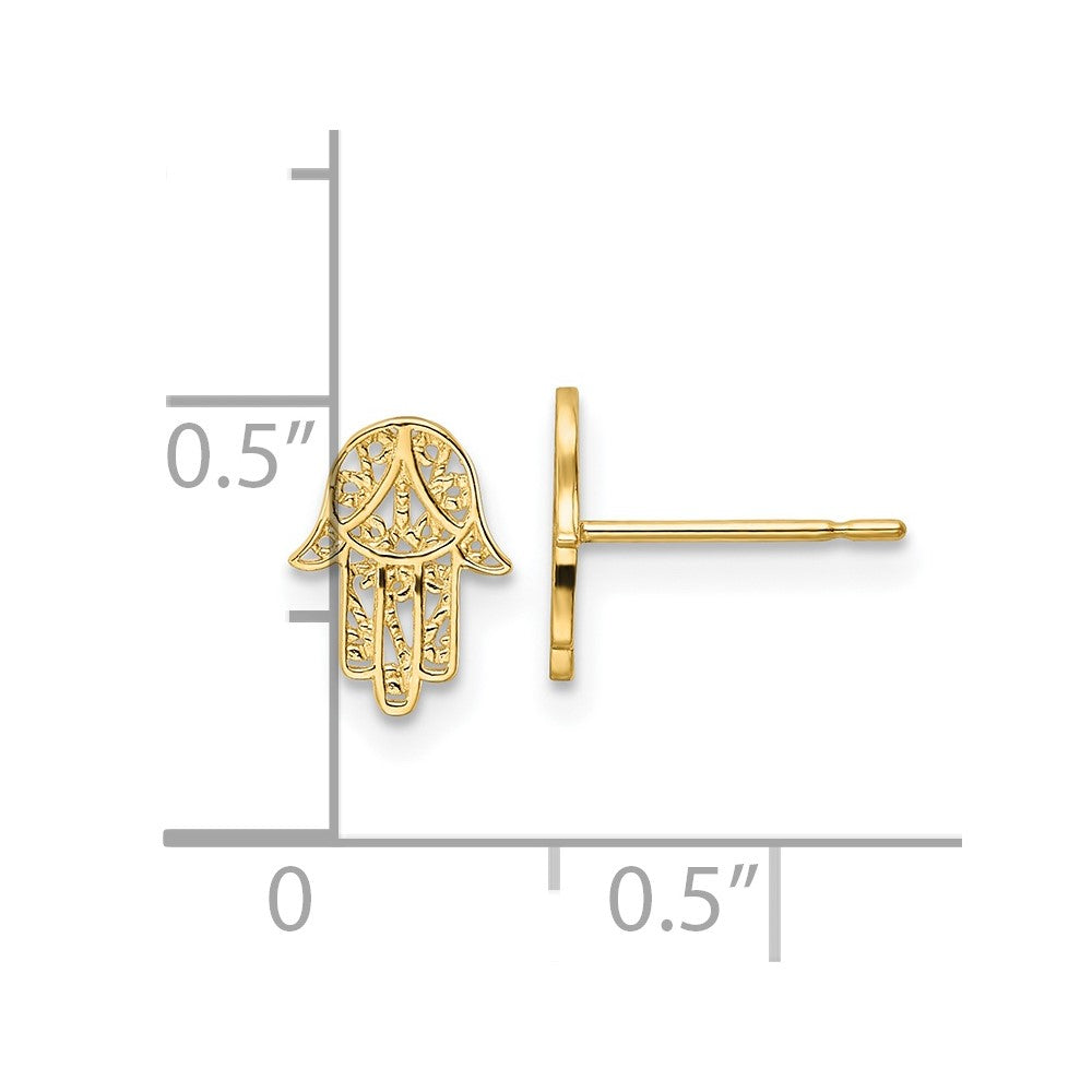 14K Yellow Gold Hamsa Post Earrings