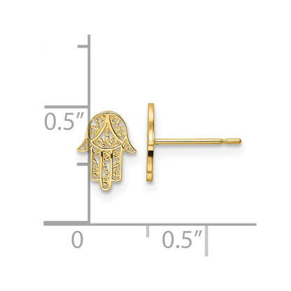 14K Yellow Gold Hamsa Post Earrings