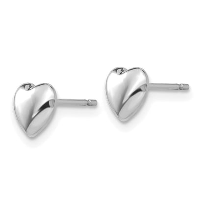 14K White Gold Heart Post Stud Earrings