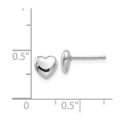 14K White Gold Heart Post Stud Earrings