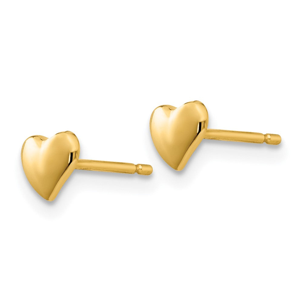 14K Yellow Gold Polished Heart Post Stud Earrings
