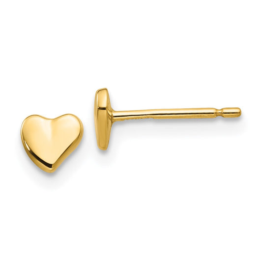 14K Yellow Gold Polished Heart Post Stud Earrings