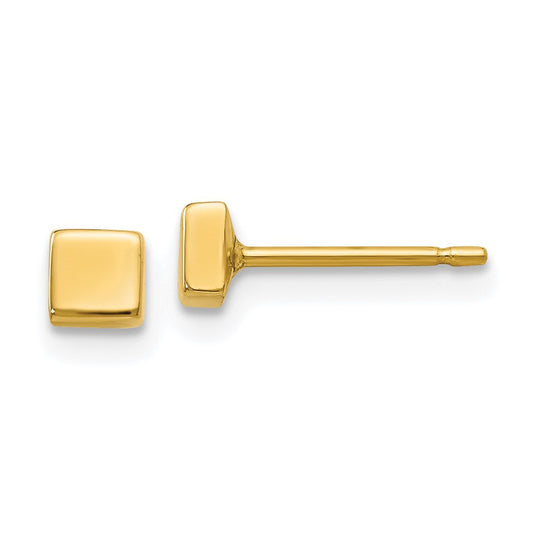 14K Yellow Gold Polished Square Post Ear