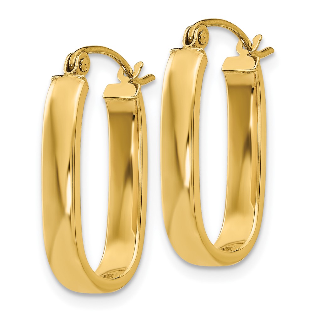 14K Yellow Gold Polished 3.5mm Oval Hoop Earrings