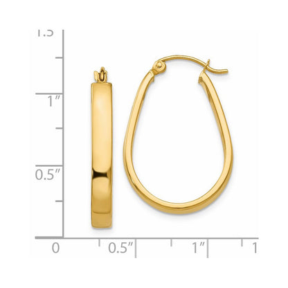 14K Yellow Gold Polished 3.5mm Oval Hoop Earrings