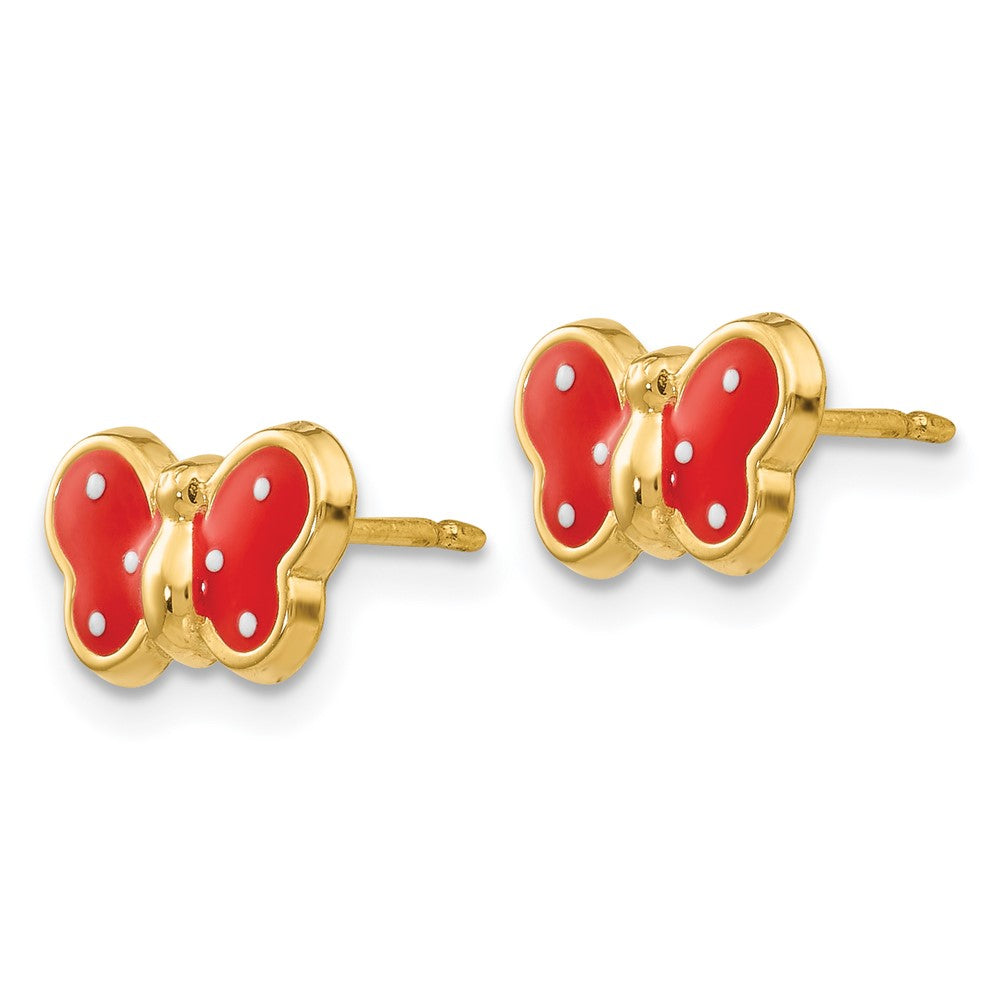 14K Yellow Gold Enameled Butterfly Earrings