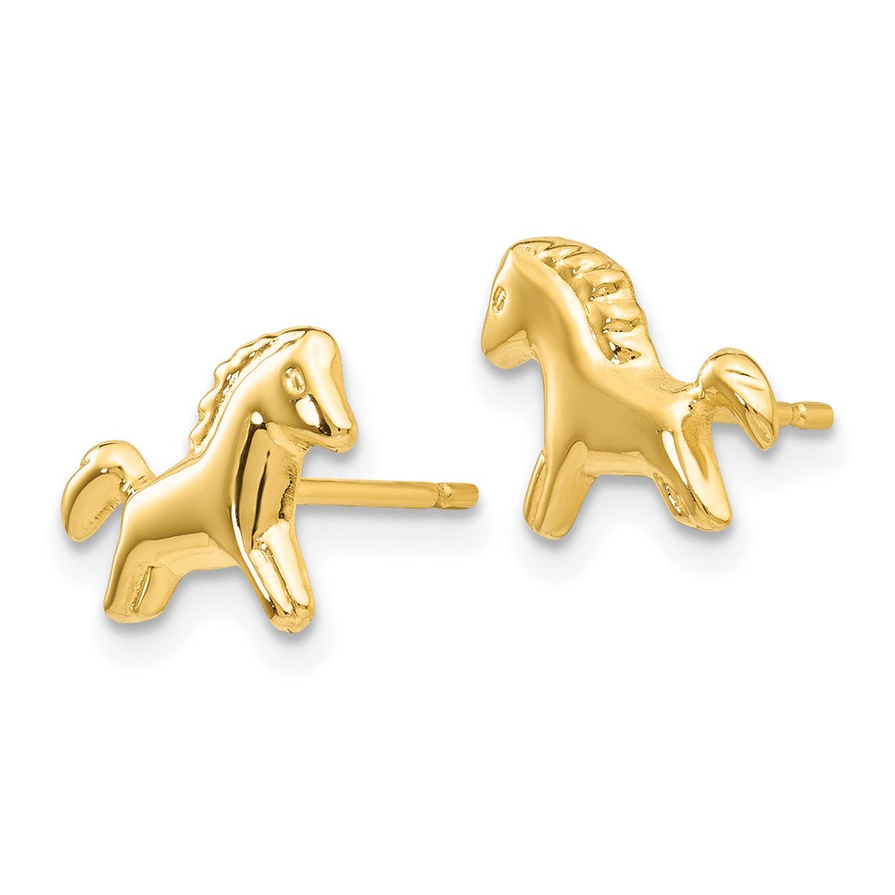 14K Yellow Gold Pony Earrings